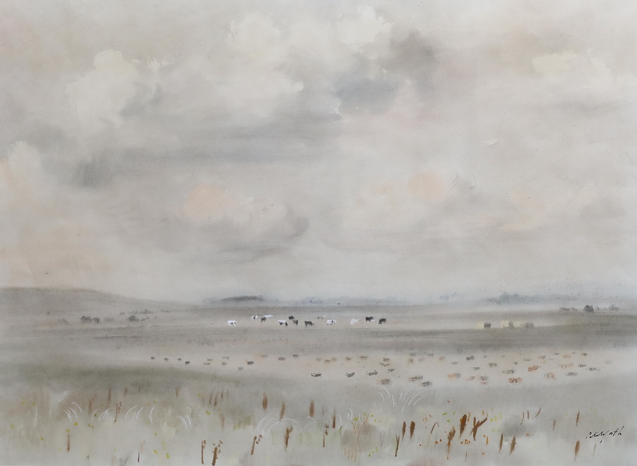 Roland Vivian Pitchforth RA ARWS (1895-1982), watercolour, 'Kent Marshes c.1958', signed, 42 x 58cm